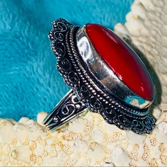 Italian Coral vintage handcrafted ring - Picture 3 of 6